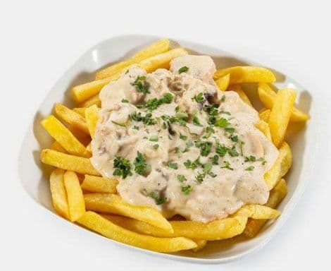 سیب زمینی با قارچ و پنیر